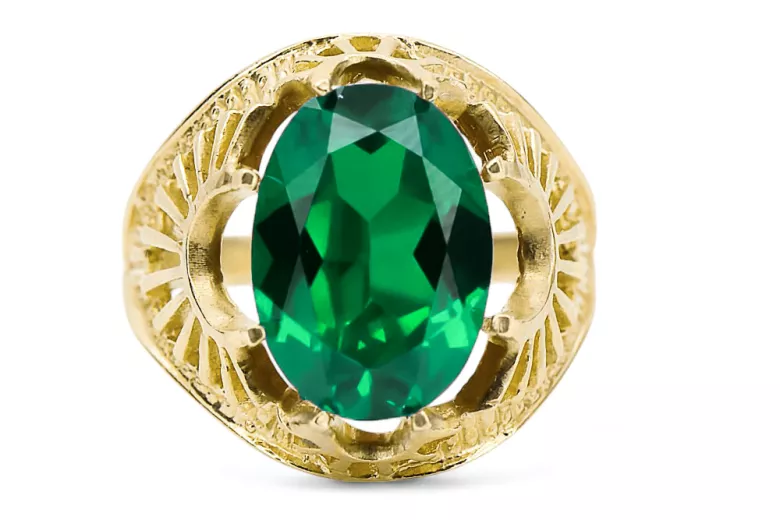 Ring Smaragd 14 Karat Gelbgold Vintage vrc003y